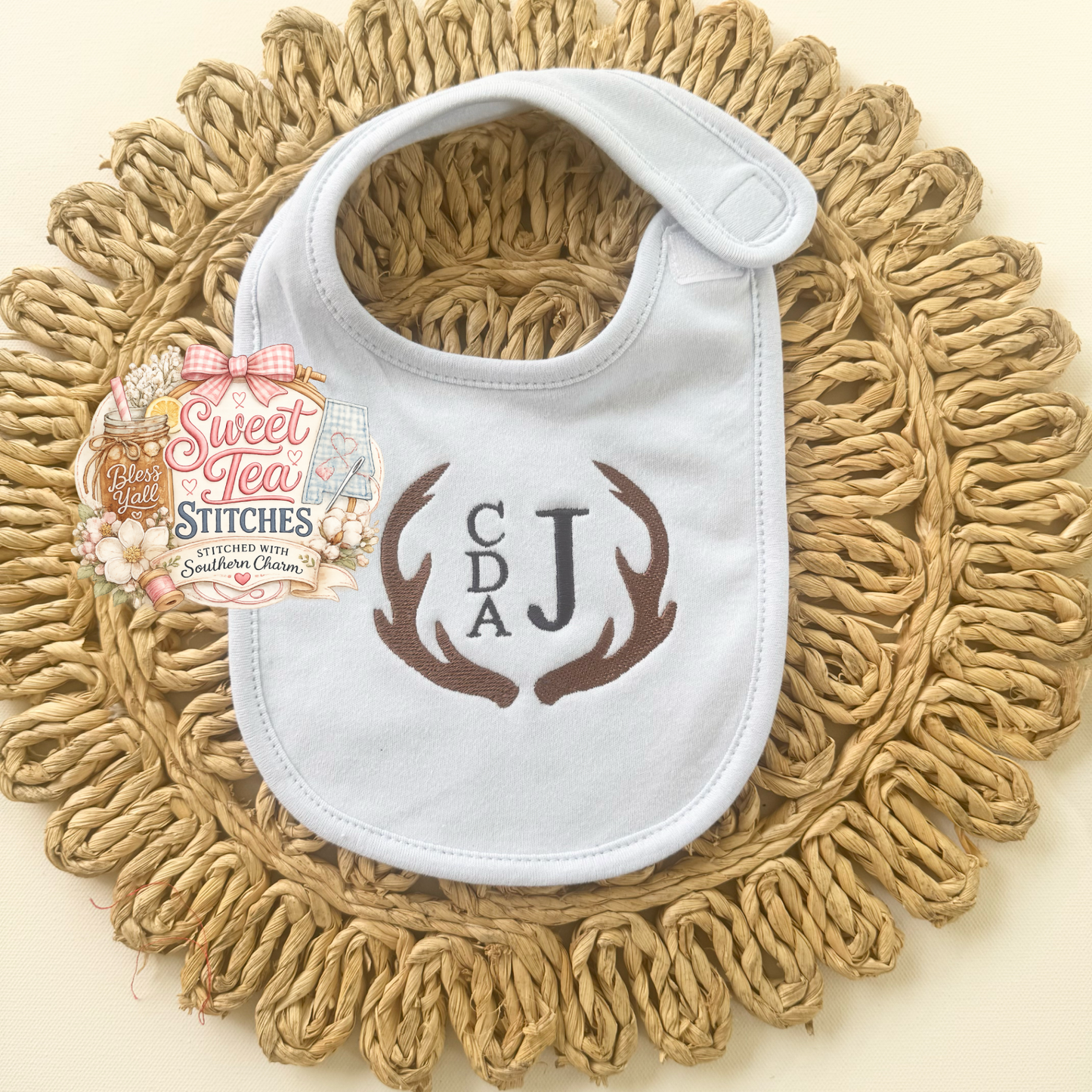 Antler Monogrammed Bib