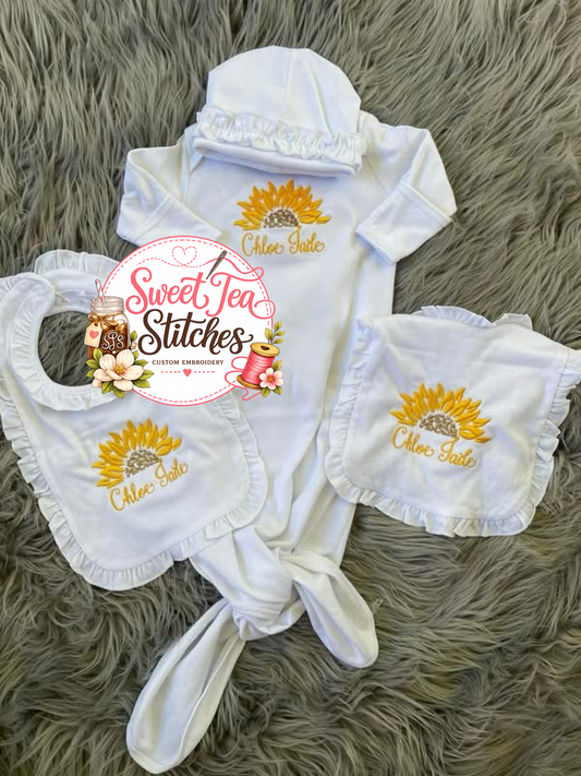 Sunflower Tie Gown Set
