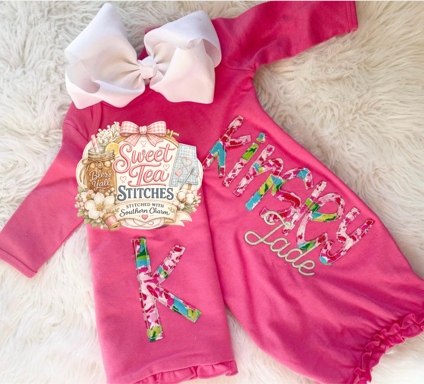 Blooming Beautiful Gown and Burping Cloth