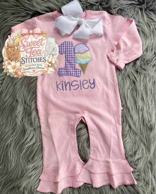 One Sweet Scoop Birthday Romper 🍦💜