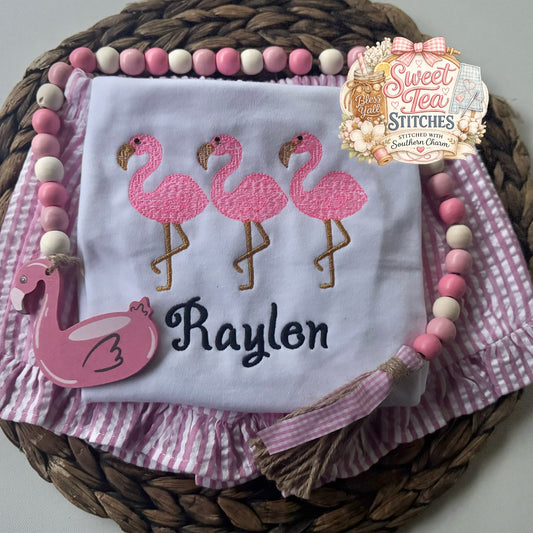 Pink Flamingo Ruffle Shorts Set (Top & Bottom)