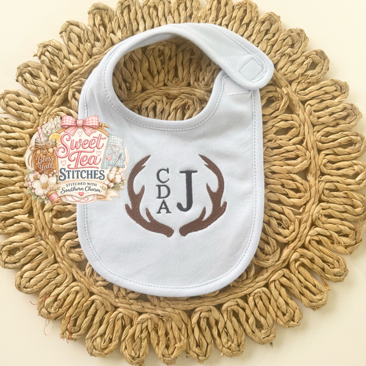 Antler Monogrammed Bib